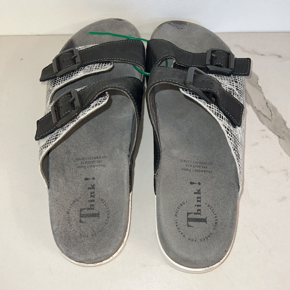 SALE ✨ Think! Snakeskin Double Strap Sandals